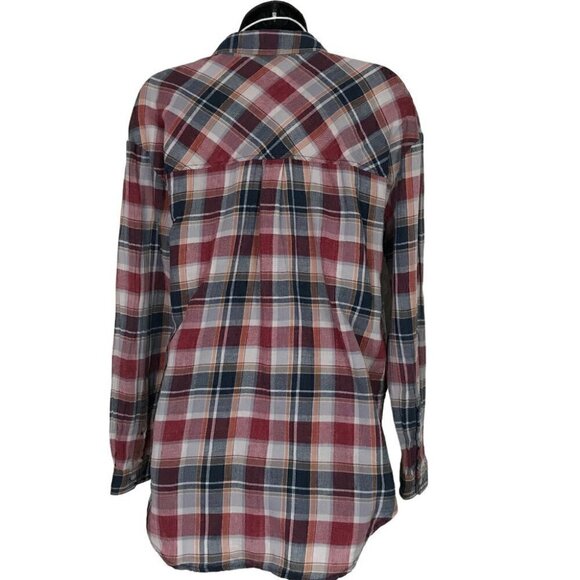 Community Plaid Button Down  Cotton Linen Blend Shirt Size S - Picture 4 of 7